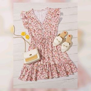 Plus Size - Floral Boho Dress with Ruffle Trim - Size 3x - 18